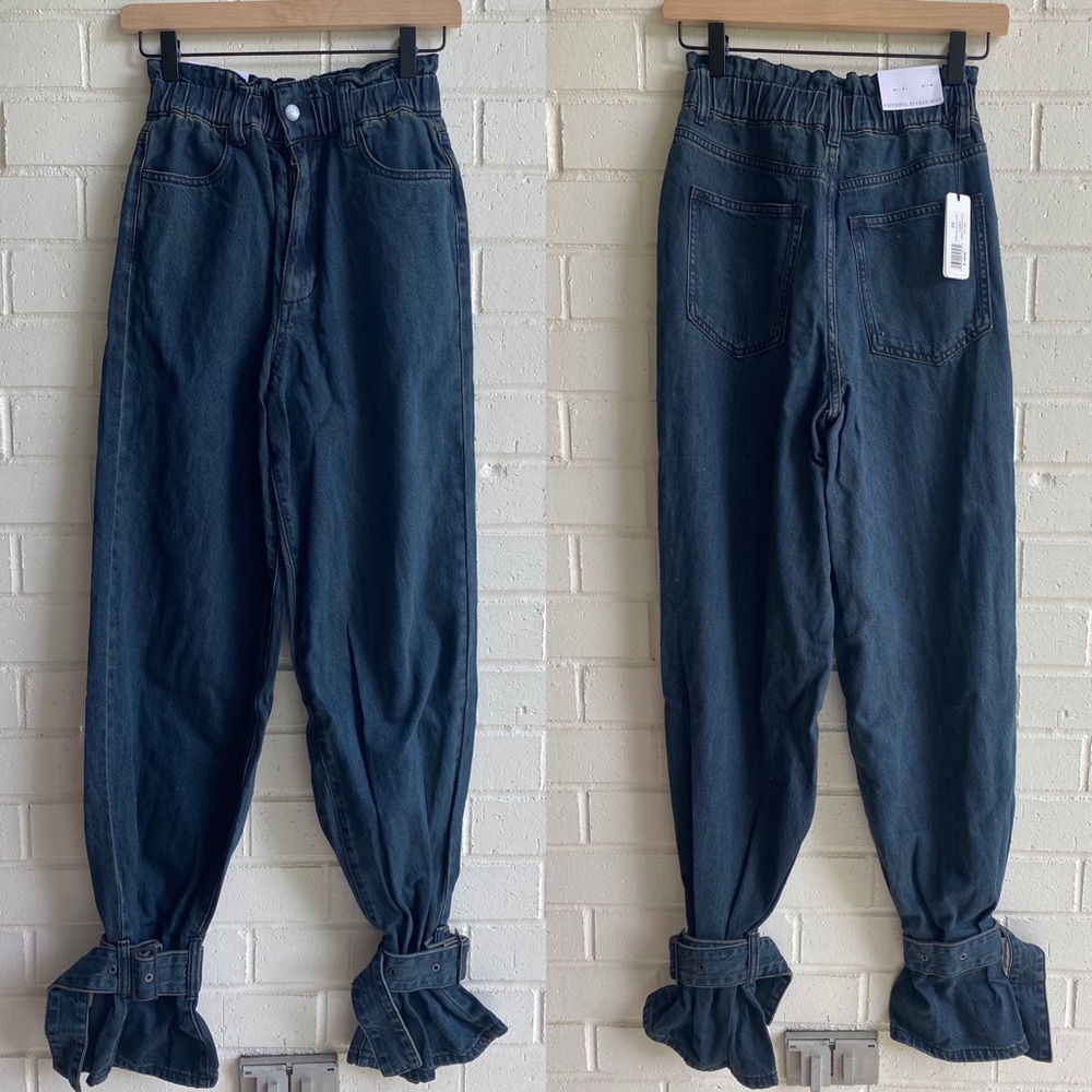 NWT WeWoreWhat Paper Bag Buckle Jeans - Picture 4 of 9